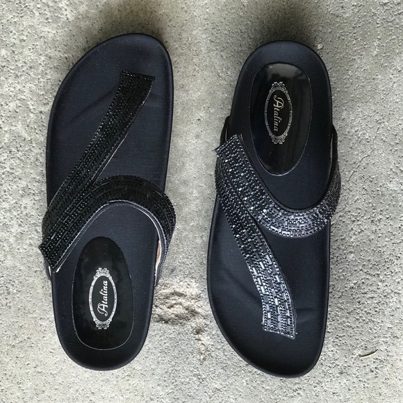 Italina Shoes - Italina Comfort Black Bling Flatform Slide Sandals